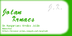 jolan krnacs business card